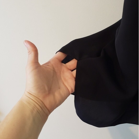 HALSTON HERITAGE High Neck Flowy Cami Silk Dress Black Back Logo - Picture 7 of 13